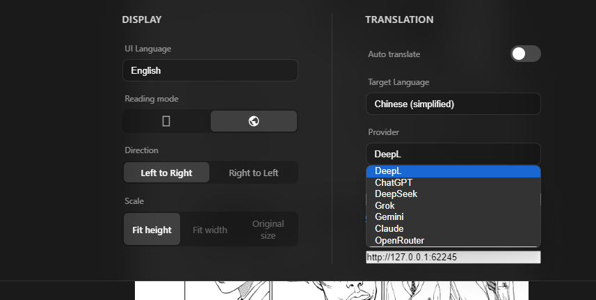 Provider dropdown